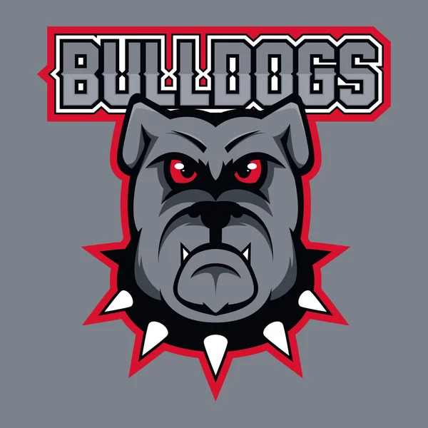 Logotipo profissional moderno para equipe esportiva. Mascote Bulldog. Bulldogs, símbolo vetorial em um fundo escuro . —  Vetores de Stock