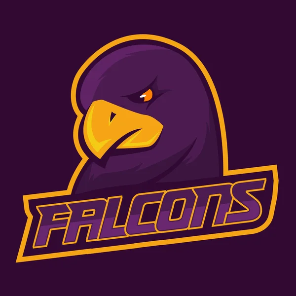 Nowoczesne, profesjonalne logo sport Team. Maskotka Falcon. Sokoły, symbol wektor na ciemnym tle. — Wektor stockowy