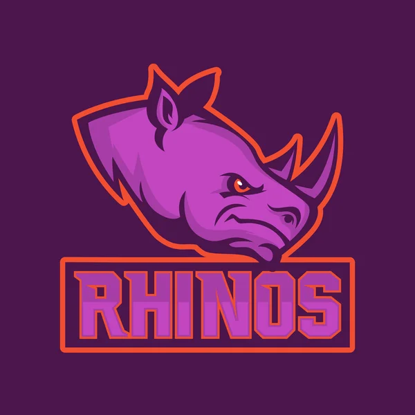 Logo profesional moderno para el equipo deportivo. La mascota del rinoceronte. Rhinos, símbolo vectorial sobre un fondo oscuro . — Vector de stock