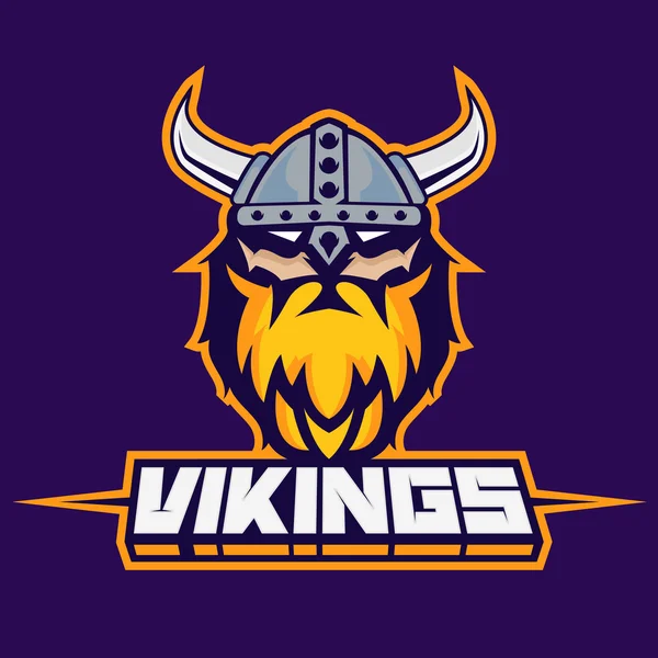 Modern profesyonel logo spor takımı için. Viking maskotu. Vikingler, karanlık bir arka plan vektör sembolü.