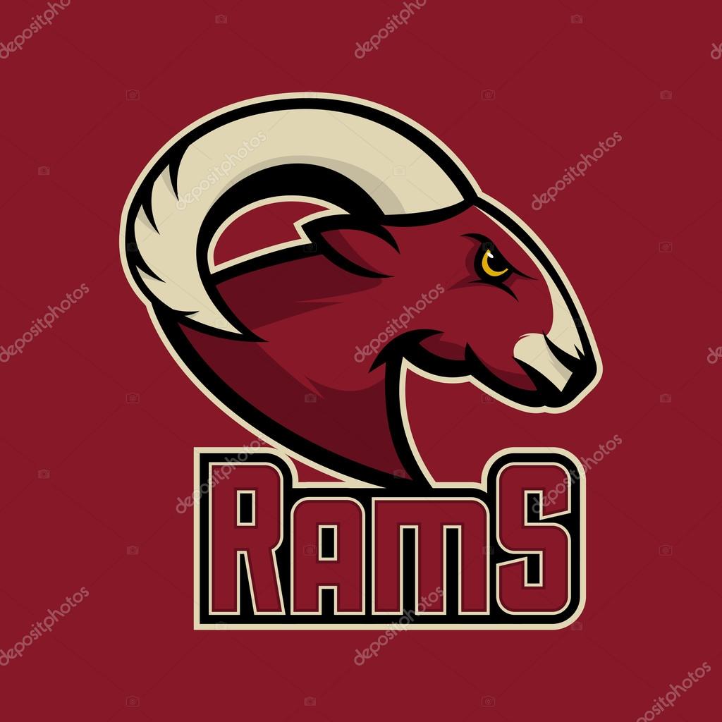 Modern professional logo for sport team. Ram mascot. Rams, vector symbol on a dark background