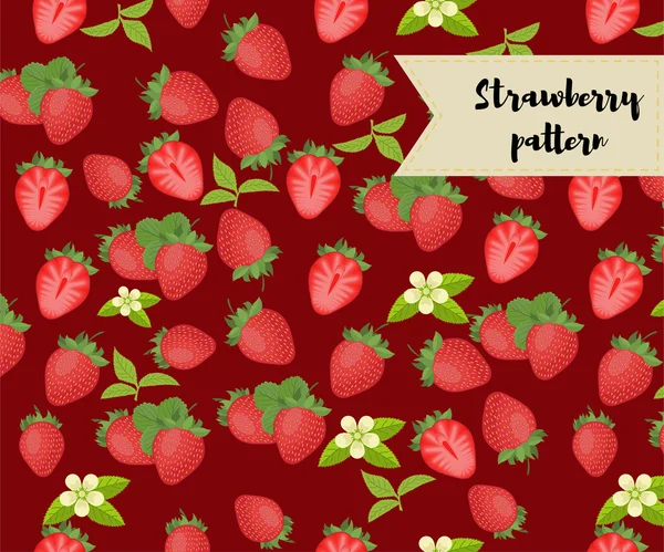 Vecteur fraise motif sans couture. fond, conception de tissu, papier d'emballage, couverture — Image vectorielle