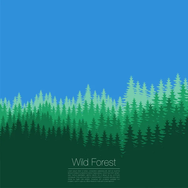Vintage Forest Design-Vorlage. Vektor. Nadelwald-Silhouette-Vorlage. Illustration zum Wald — Stockvektor