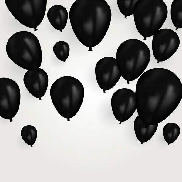 Realistyczne urodziny czarny balony latające dla partii lub uroczystości. Miejsca dla wiadomości. Na białym tle na jasnym tle. — Wektor stockowy
