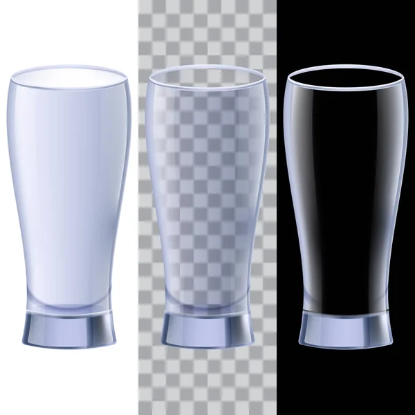 Elegante bierglas voor water, melk, SAP, cocktail. Objecten kunnen worden geplaatst op een achtergrond. Vector designelementen. — Stockvector