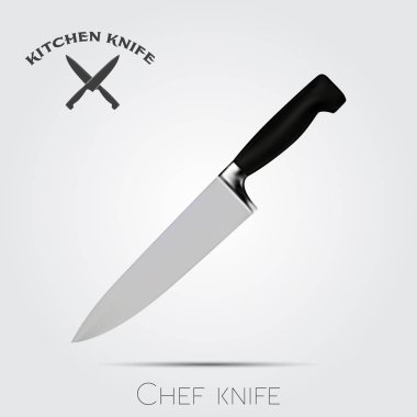 Gerçekçi mutfak bıçağı. Vektör çizim üzerinde ışık arka plan izole