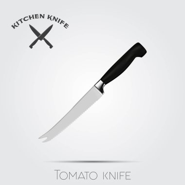 Gerçekçi mutfak bıçağı. Vektör çizim üzerinde ışık arka plan izole