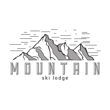 Dağlar logosu amblemi vektör çizim. Dağlar ve seyahat etmek simge turizm kuruluşlar için.