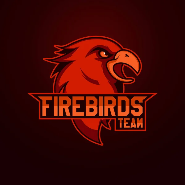 Modern profesyonel logo spor takımı için. Firebird maskotu. Firebirdss, açık renkli vektör sembolü.