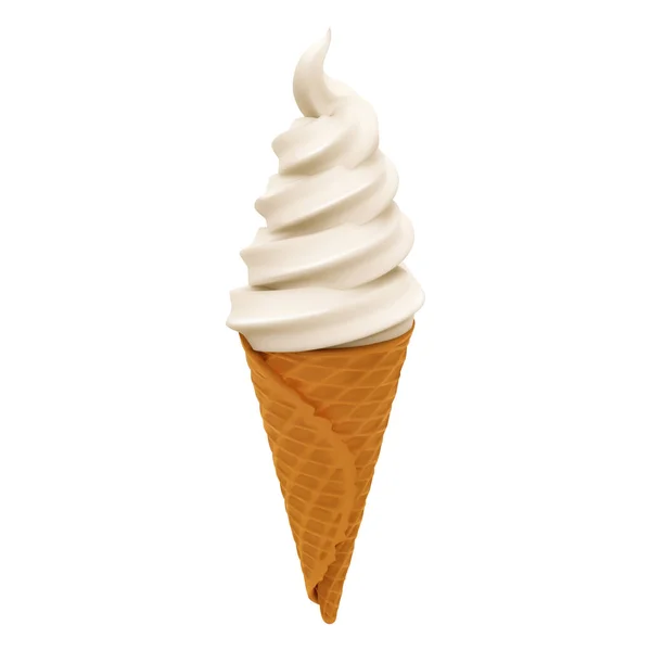 Icono realista helado 3D. Postre aromatizado aislado sobre fondo blanco. Ilustración vectorial — Archivo Imágenes Vectoriales