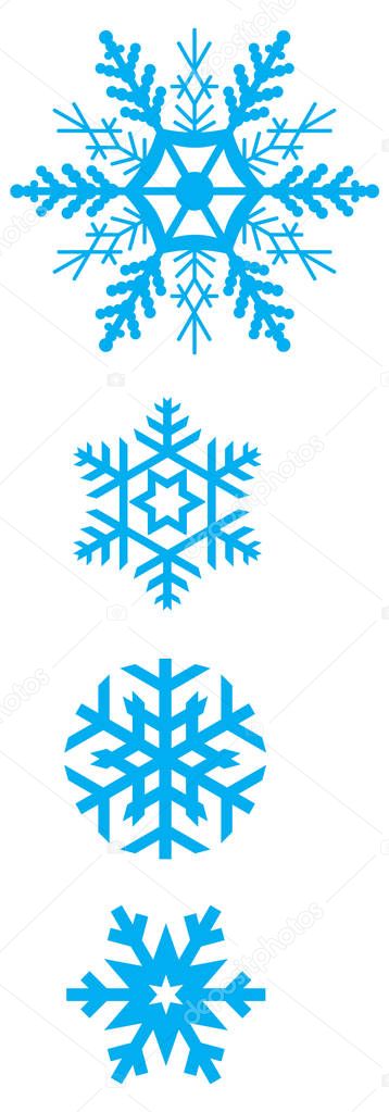 set of simple varied geometric snowflakes