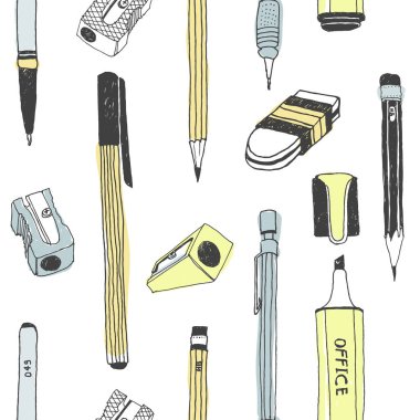 Elle çizilmiş Kırtasiye seamless modeli