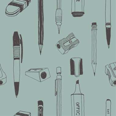 Elle çizilmiş Kırtasiye seamless modeli