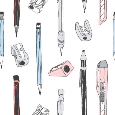 Elle çizilmiş Kırtasiye seamless modeli