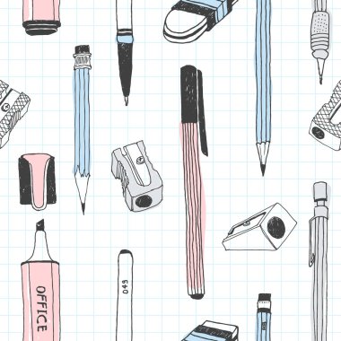 Elle çizilmiş Kırtasiye seamless modeli