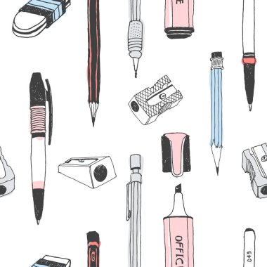 Elle çizilmiş Kırtasiye seamless modeli