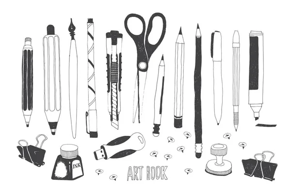 Ferramentas de arte desenhadas à mão —  Vetores de Stock