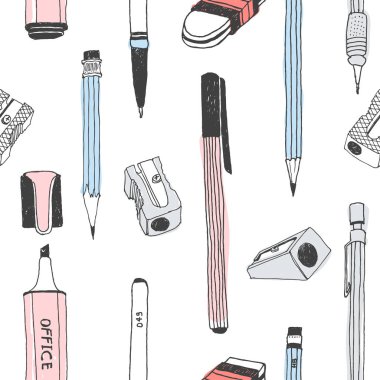 Elle çizilmiş Kırtasiye seamless modeli