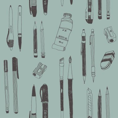 Elle çizilmiş Kırtasiye seamless modeli