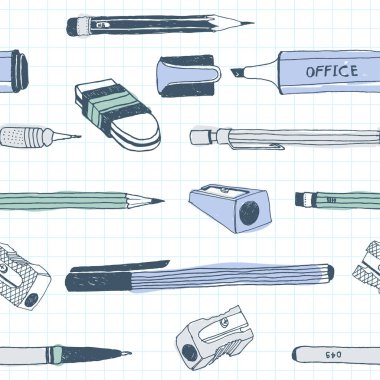 Elle çizilmiş Kırtasiye seamless modeli