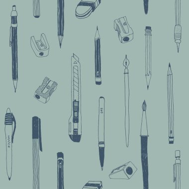 Elle çizilmiş Kırtasiye seamless modeli