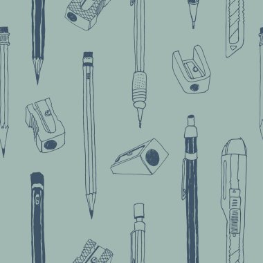 Elle çizilmiş Kırtasiye seamless modeli