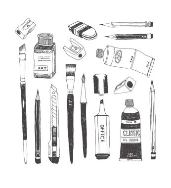 Elle çizilmiş resim araçları ve küme kaynakları