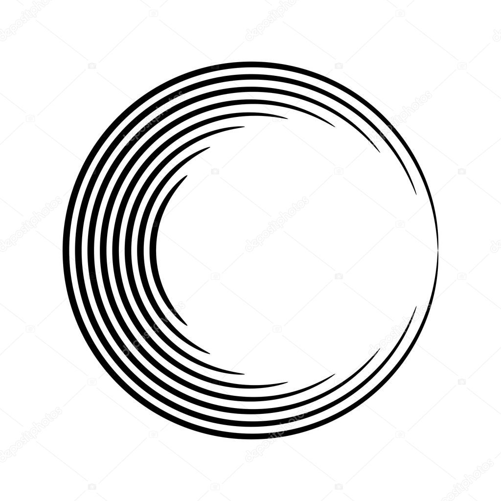Round shape. Logo design. Circles of lines. Vector illustration.