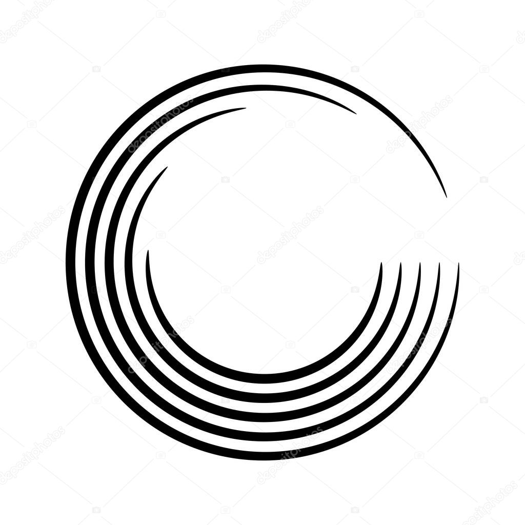 Round shape. Logo design. Circles of lines. Vector illustration.