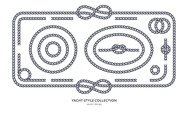 Nautische touw knopen en frames — Stockvector