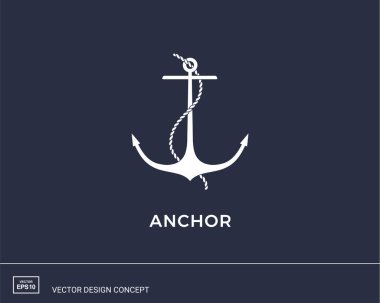 İp ile çapa amblemi. Yat stil tasarım. 