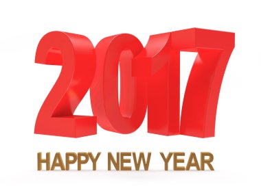 Beyaz üzerine yeni yıl tebrik ile kırmızı sayılar 2017 