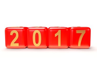2017 yeni yıl kavramı. Beyaz üzerine kırmızı küpler 2017