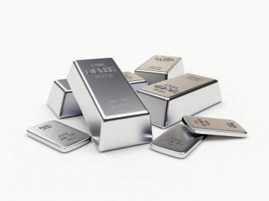 Bankacılık kavramı. Beyaz gümüş çubuklar yığını