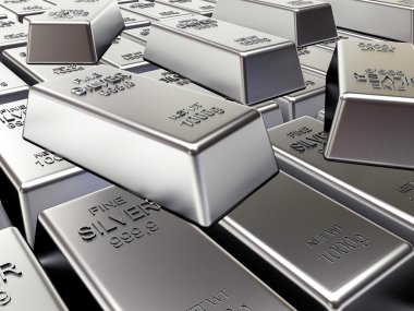 Gümüş çubuklar satırlarının. İş ve finansal arka plan. 