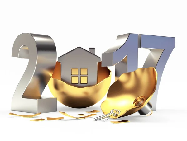Gümüş 2017 yeni yıl ve kırık altın Noel top ev 
