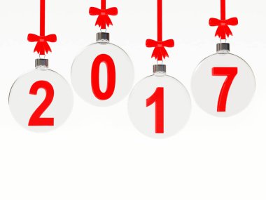 Cam Noel topları beyaz üzerine kırmızı figürleriyle 2017 