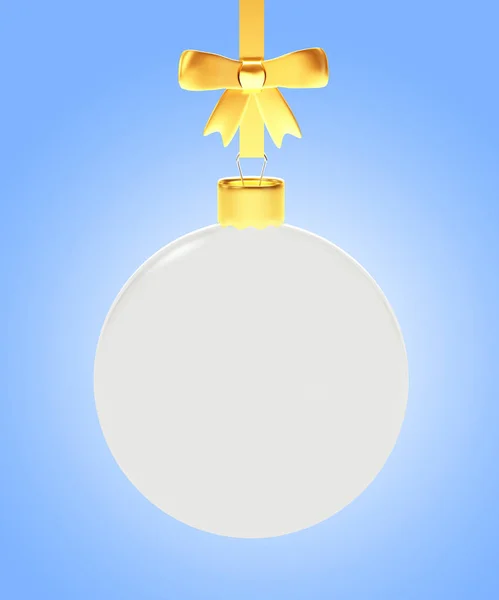 Стеклянный прозрачный рождественский шар на золотой ленте — стоковое фото