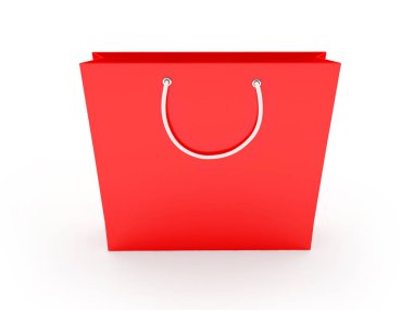 Beyaz üzerine kırmızı kağıt alışveriş çantası 