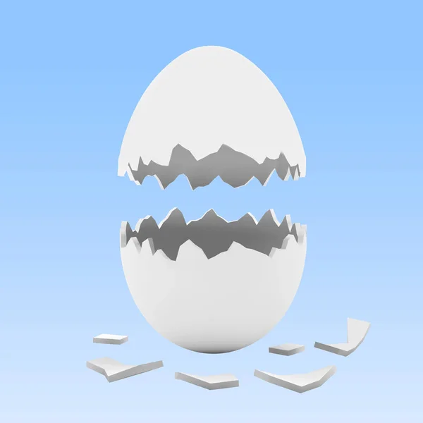 Lege eierschalen gebroken op blauw — Stockfoto