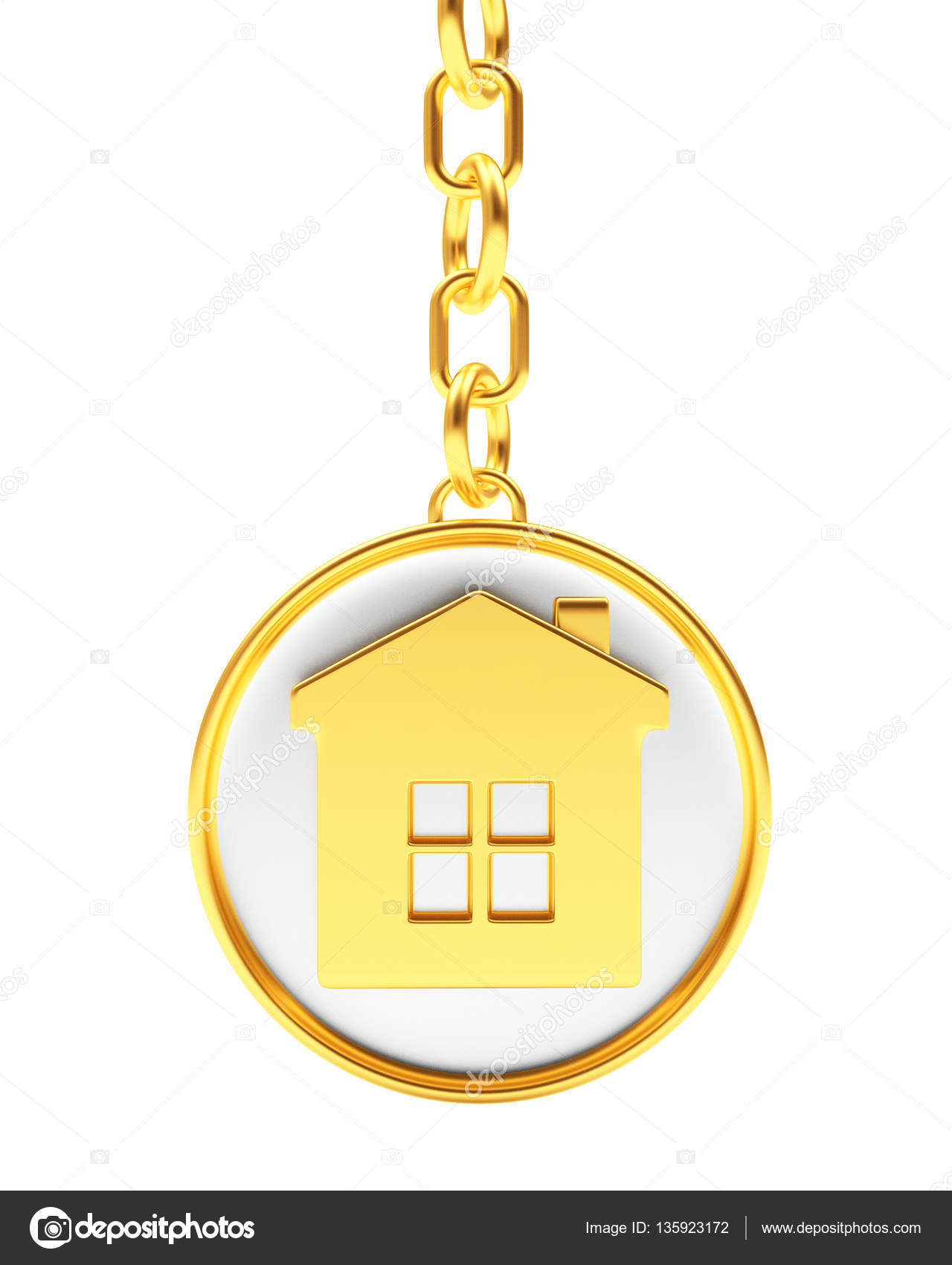 Round golden key chain with house icon — Stock Photo © rashevskiy