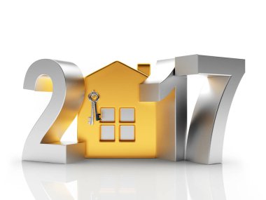 Emlak kavramı. Gümüş 2017 yeni yıl ve altın ev
