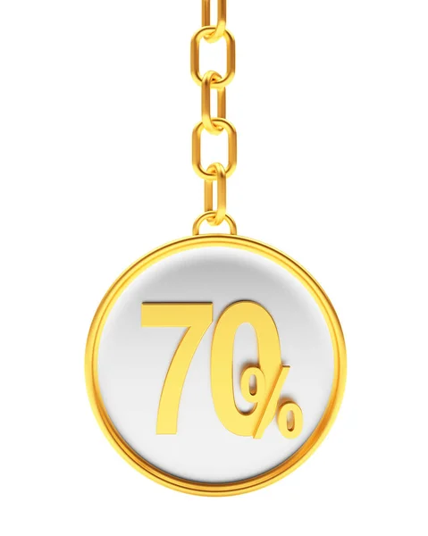 Goldener Schlüsselanhänger mit 70 Prozent Rabatt — Stockfoto