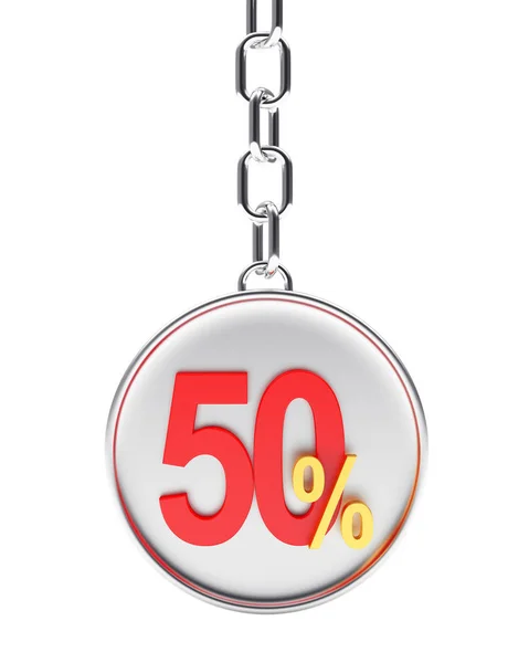 Silberner Schlüsselanhänger mit 50 Prozent Rabatt — Stockfoto