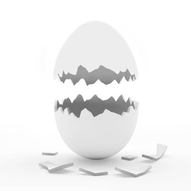 Kırık boş beyaz yumurta kabuğu 