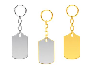 Set of golden and silver blank key chains  clipart