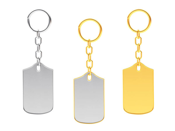 Set of golden and silver blank key chains 