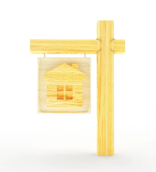 Wooden sign in the shape of house — Stock Photo, Image