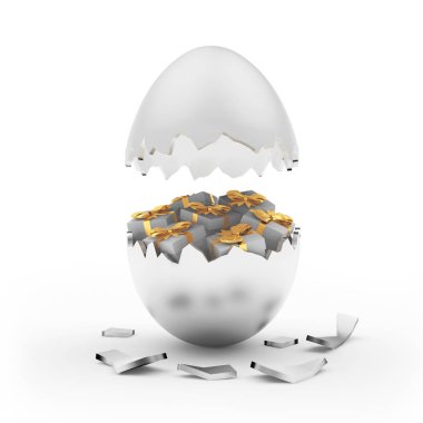 Gümüş Paskalya yumurtası hediye kutuları içinde ile kırık 