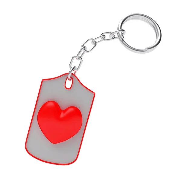 Значок красного сердца на брелке — стоковое фото